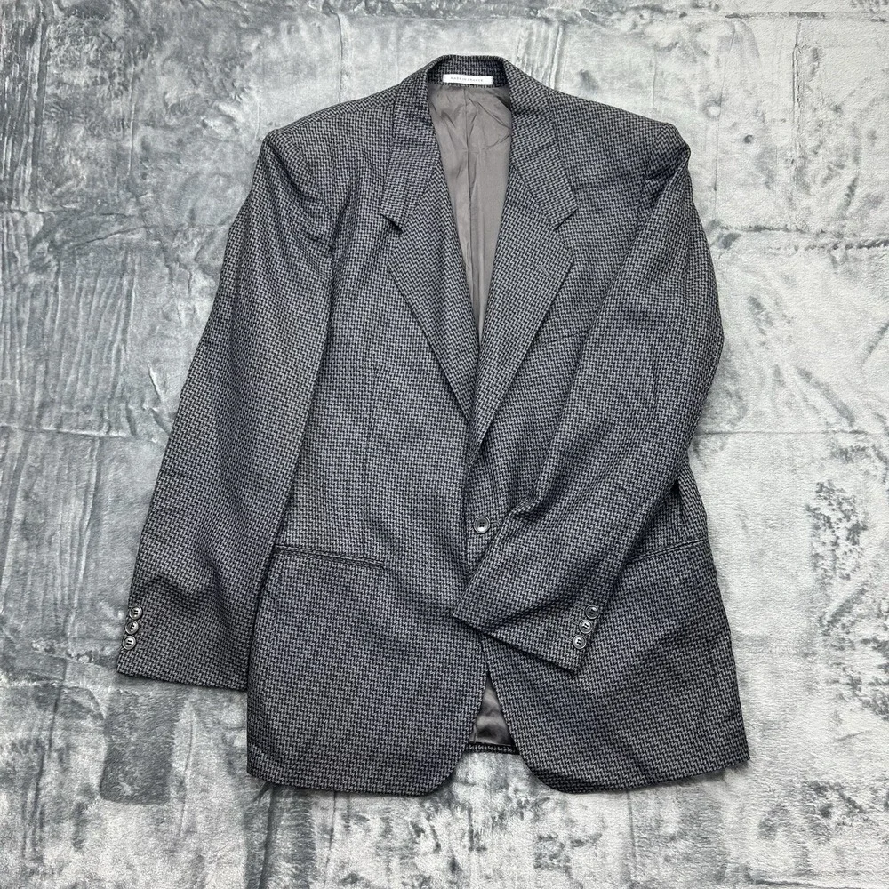 YSL Yves Saint Laurent‎ France VTG Men's 42R Black & Grey Wool Blazer Sport Coat